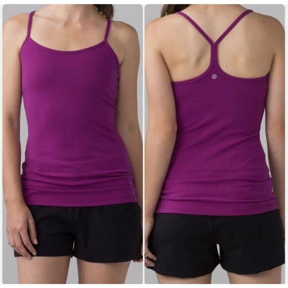 Lululemon Power Y Tank Top Womens in Bordeaux Drama Activewear Athleisure Size 8 - Picture 1 of 11